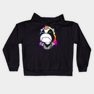 Head of Black Metal Unicorn Kids Hoodie